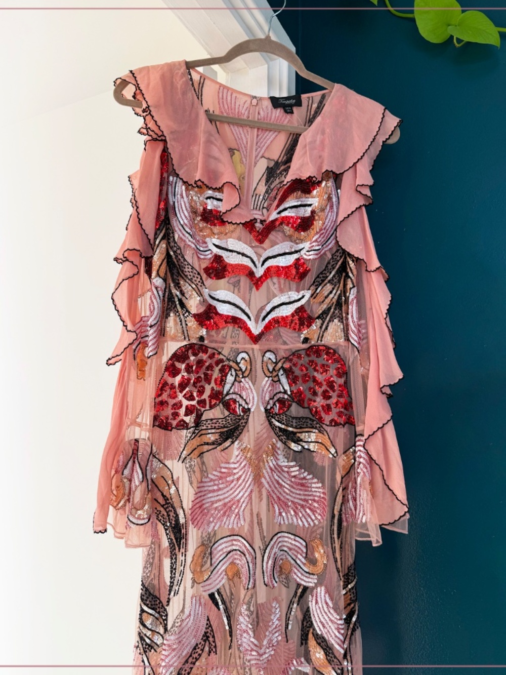 $3910 Temperley London ‘Amaya’ Embellished Rosewater Ruffle Runway Midi Dress - Picture 7 of 15
